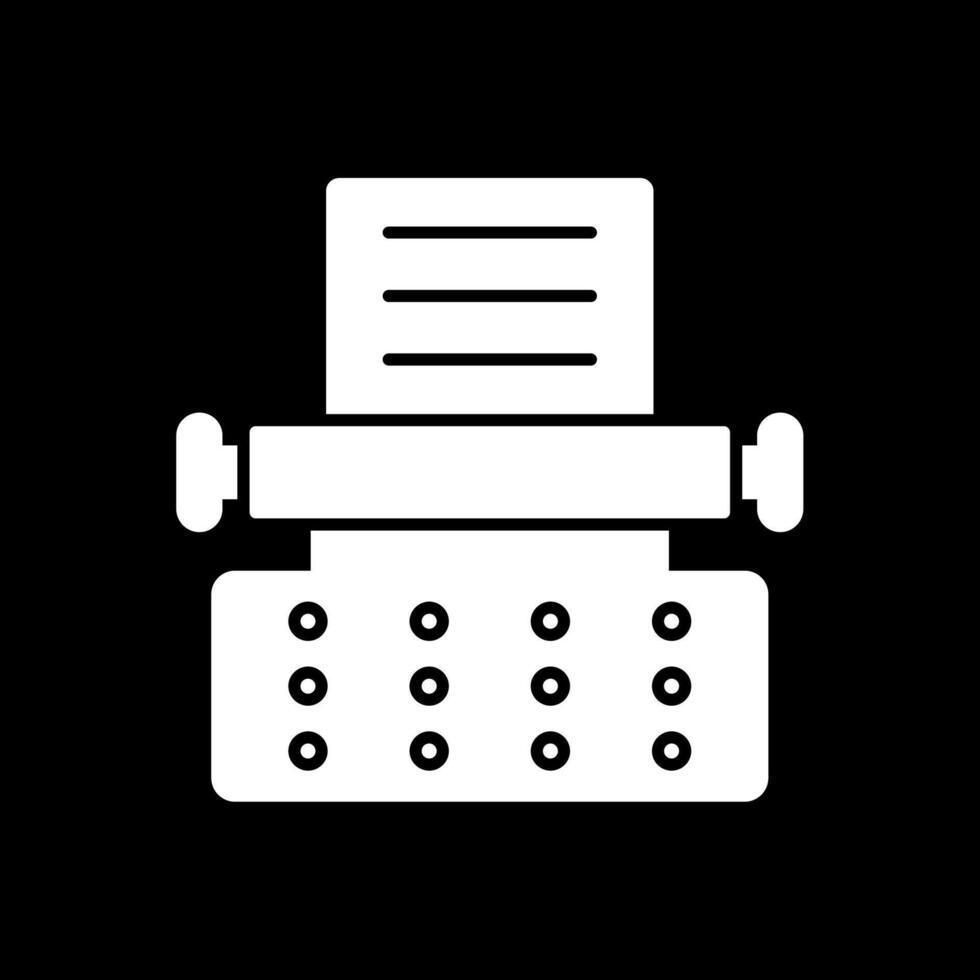 Typewriter Glyph Inverted Icon vector