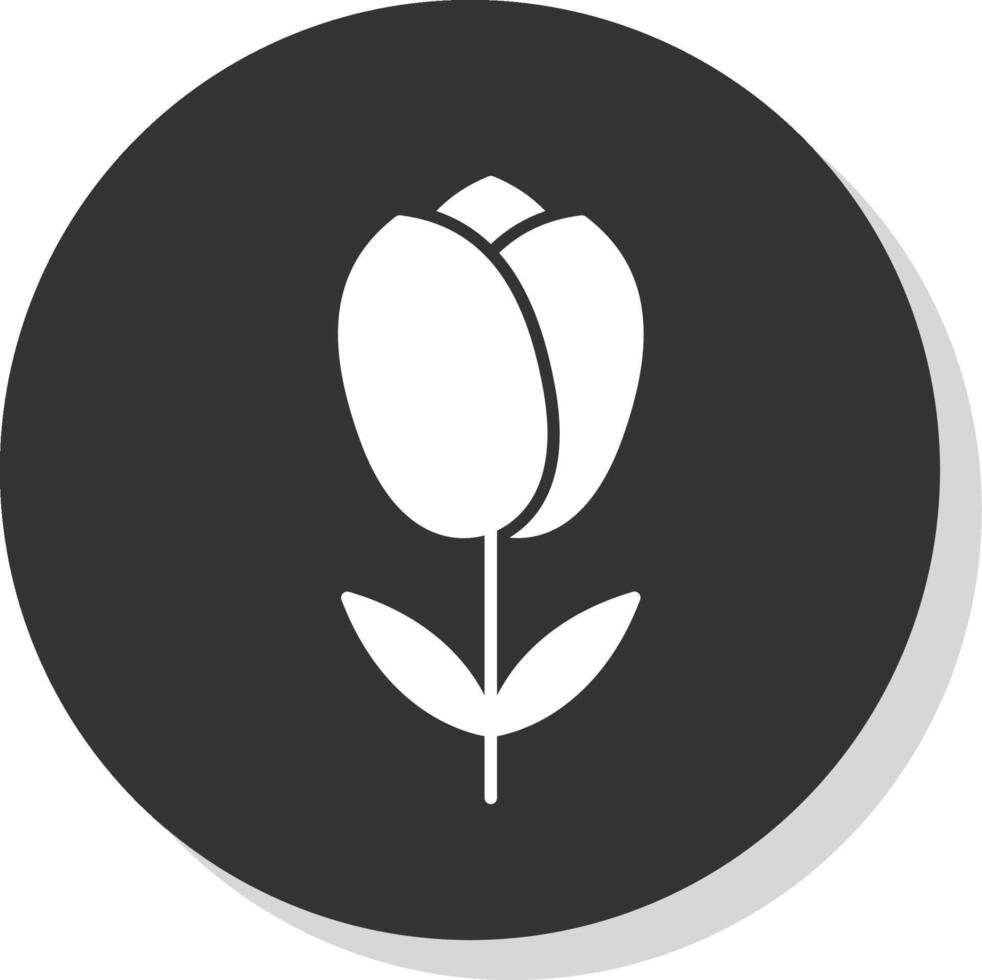 tulipán glifo gris circulo icono vector