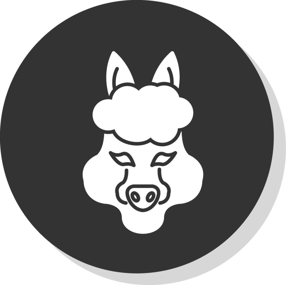 Alpaca Glyph Grey Circle Icon vector