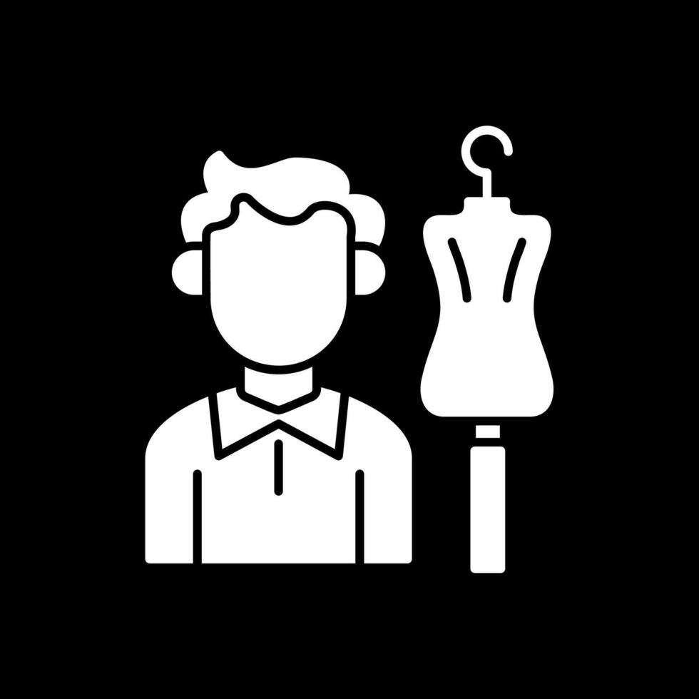 Tailor Glyph Inverted Icon vector