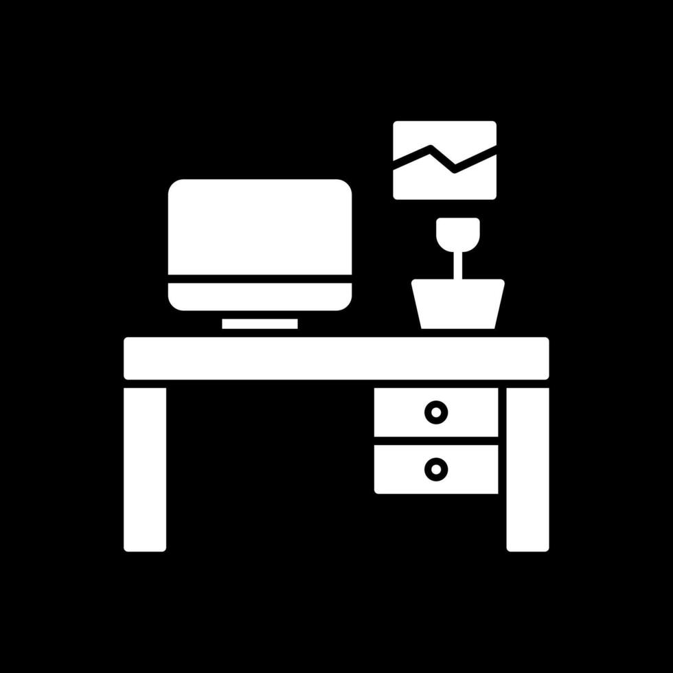 Workplace Glyph Inverted Icon vector