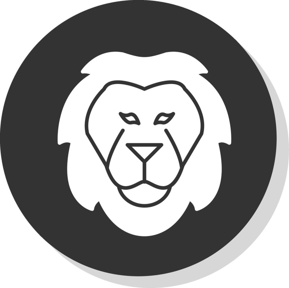 Lion Glyph Grey Circle Icon vector