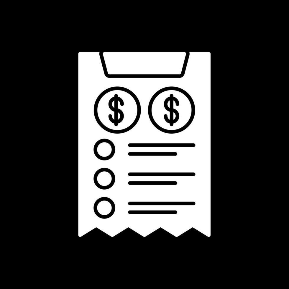 Bill Glyph Inverted Icon vector