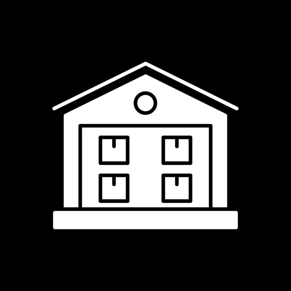 Warehouse Glyph Inverted Icon vector