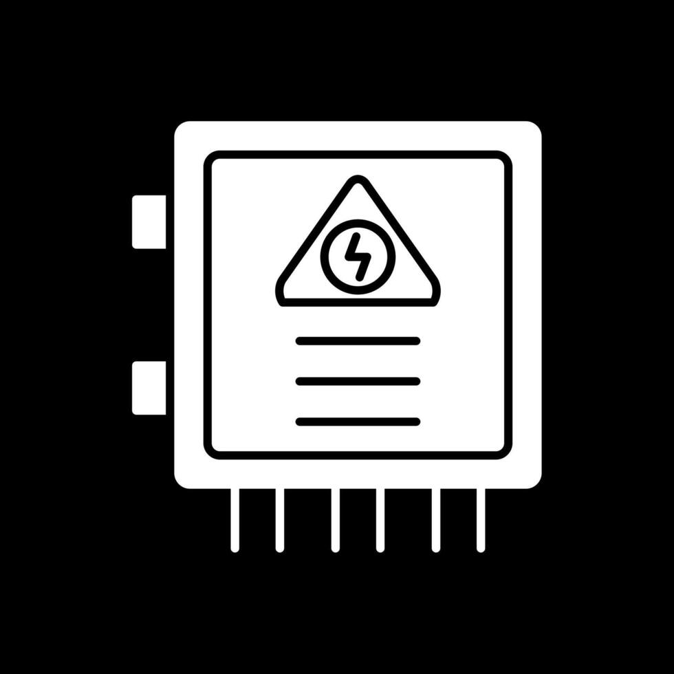 fusible caja glifo invertido icono vector
