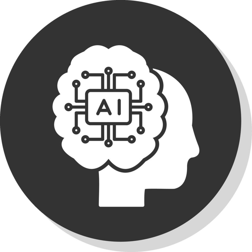 Artificial Intelligence Glyph Grey Circle Icon vector