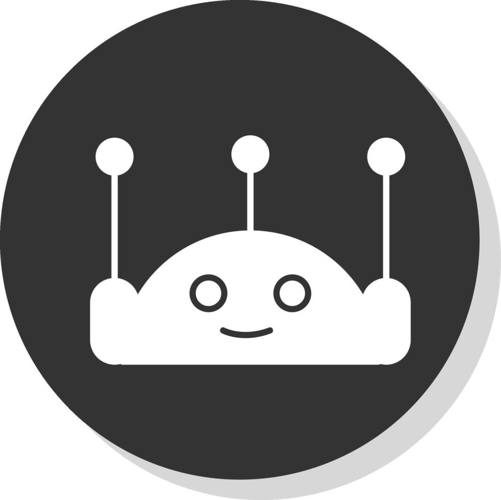 chatbot glifo gris circulo icono vector