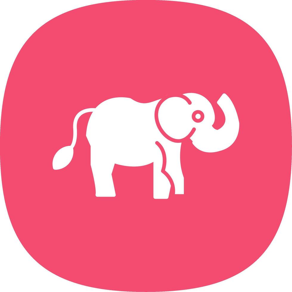 Elephant Glyph Curve Icon vector