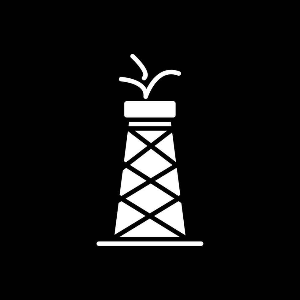 petróleo torre glifo invertido icono vector