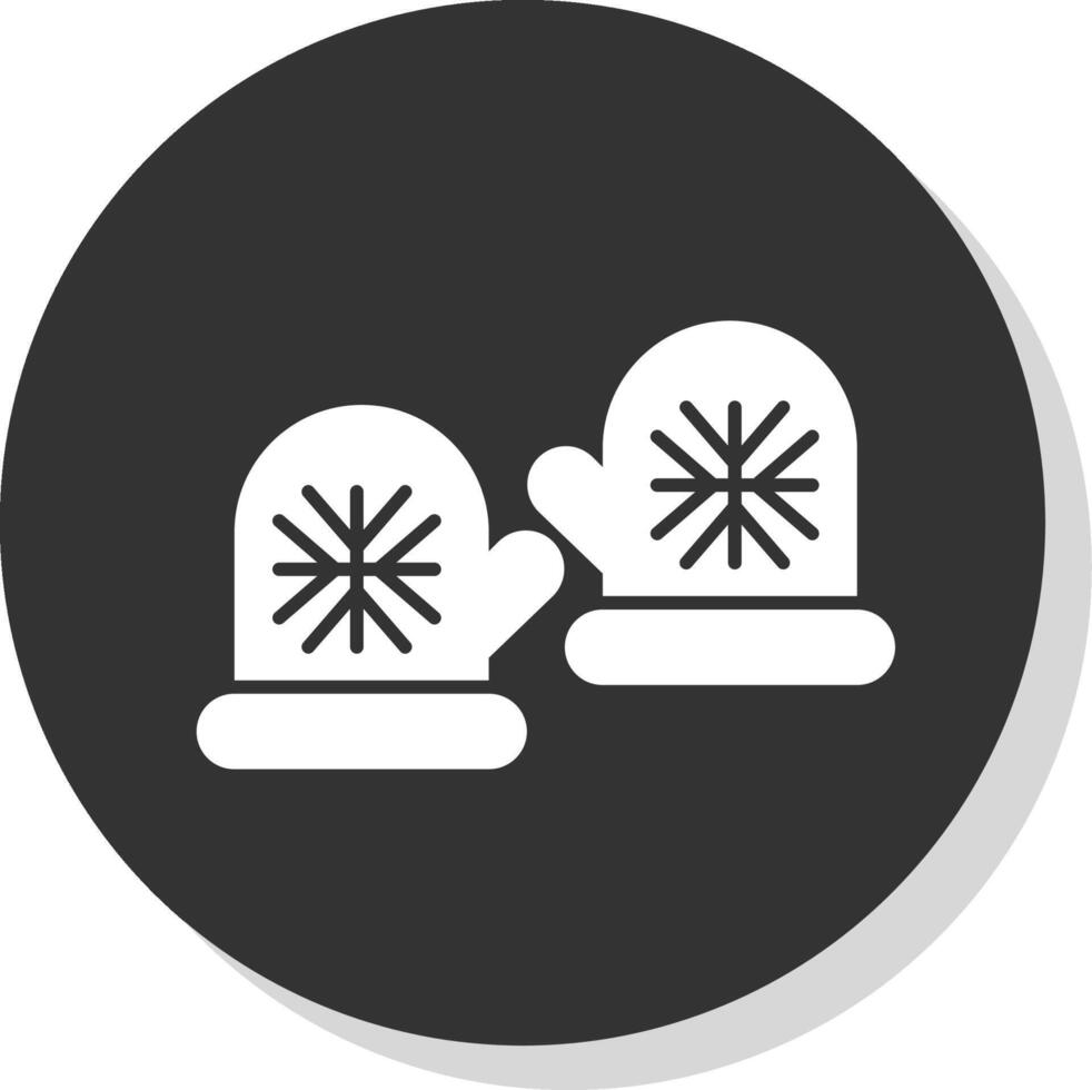 invierno guantes glifo gris circulo icono vector