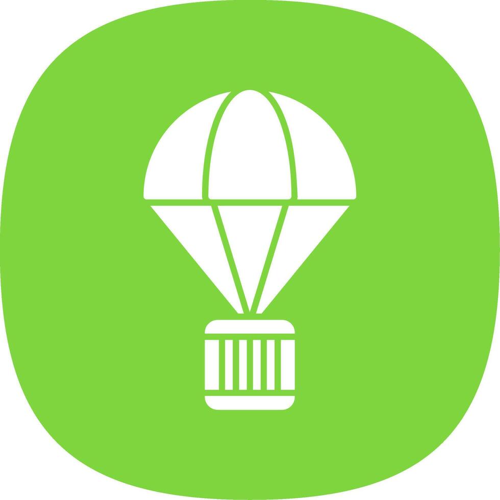 Parachute Glyph Curve Icon vector
