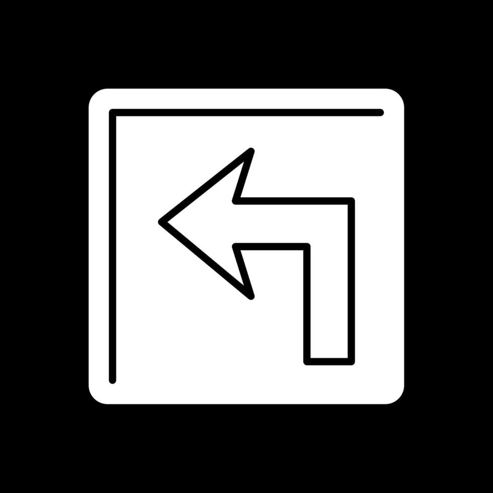 giro izquierda glifo invertido icono vector
