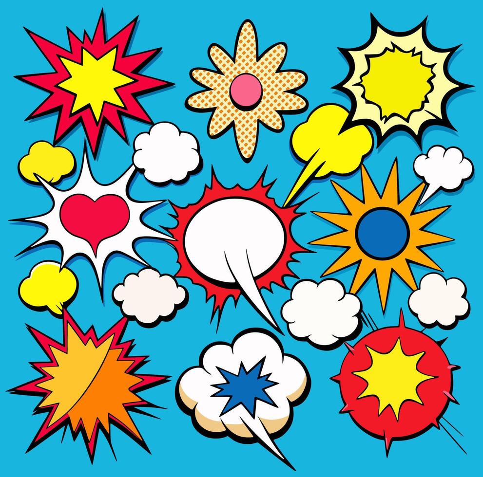 Comic speech bubbles on a various styles of underground comix texture, stock image comic book vector