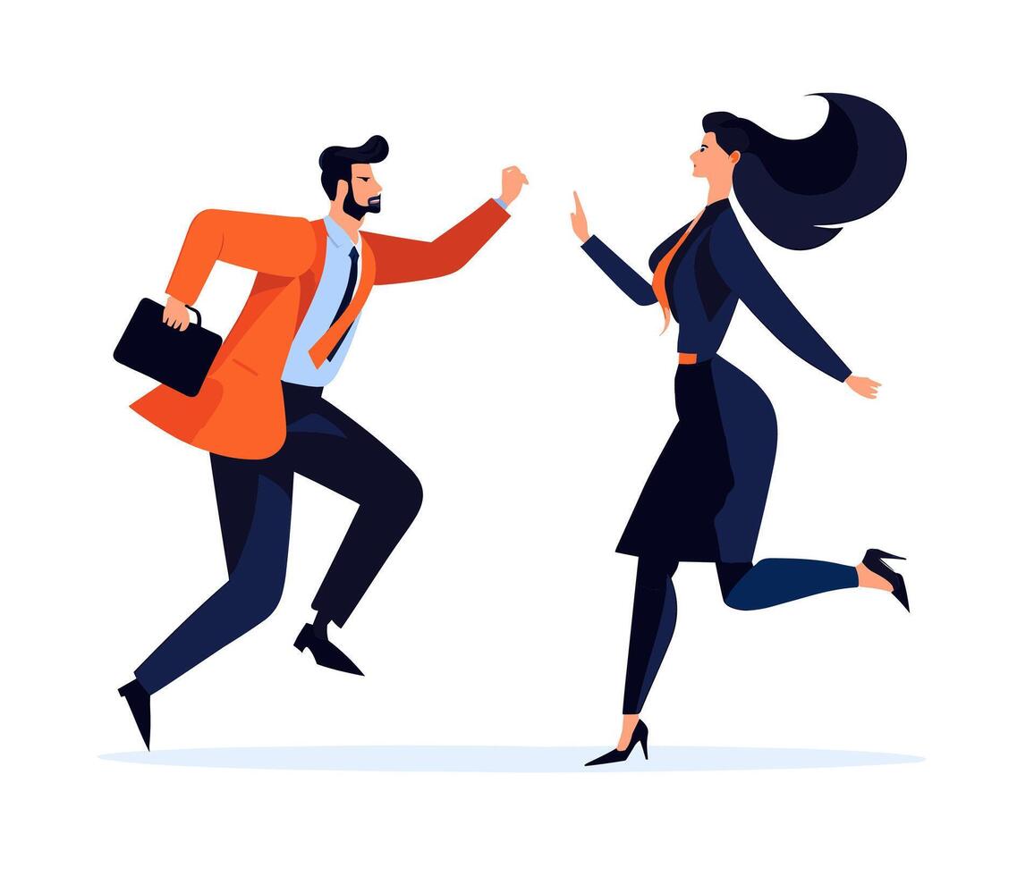Lover people run after each other, interacting with deadline love concept. Infographic Lover teamwork, isolated on white collection. Flat man woman activity flat illustration vector
