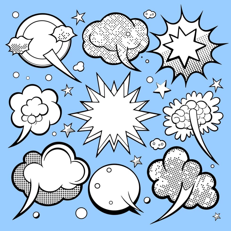 Comic speech bubbles set on a various styles of underground comix texture, stock image comic book vector