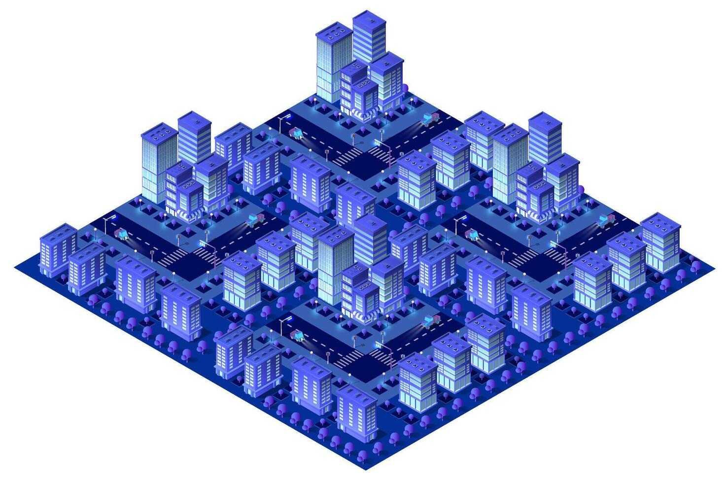 Isometric urban megalopolis top view of the city infrastructure town, street modern, real structure, architecture 3d elements different buildings vector