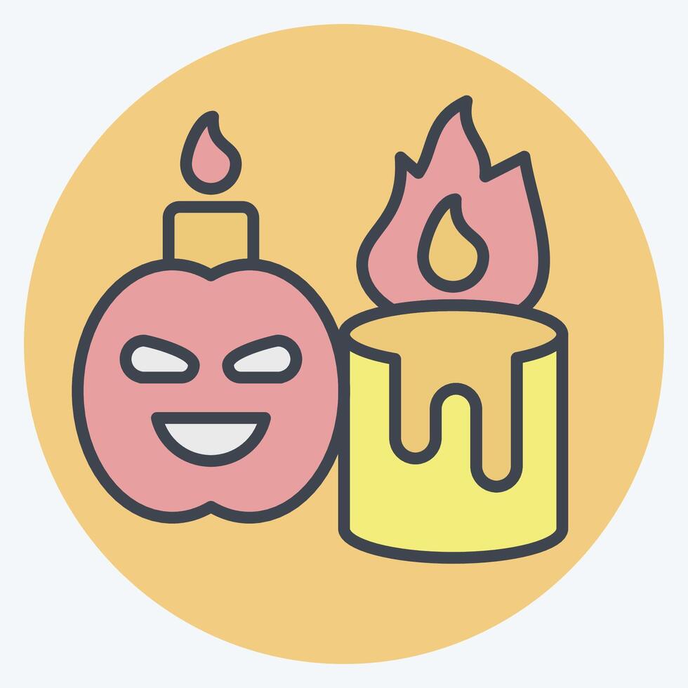 Icon Candle. related to Halloween symbol. color mate style. simple design illustration vector