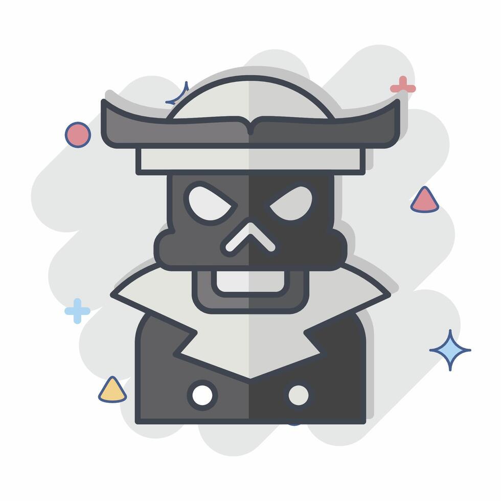 Icon Pirate Skeleton. related to Halloween symbol. comic style. simple design illustration vector