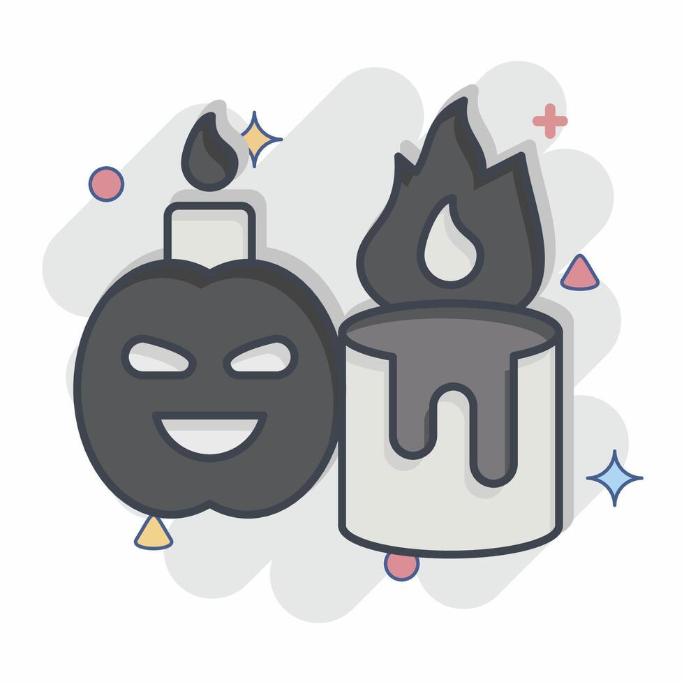 Icon Candle. related to Halloween symbol. comic style. simple design illustration vector