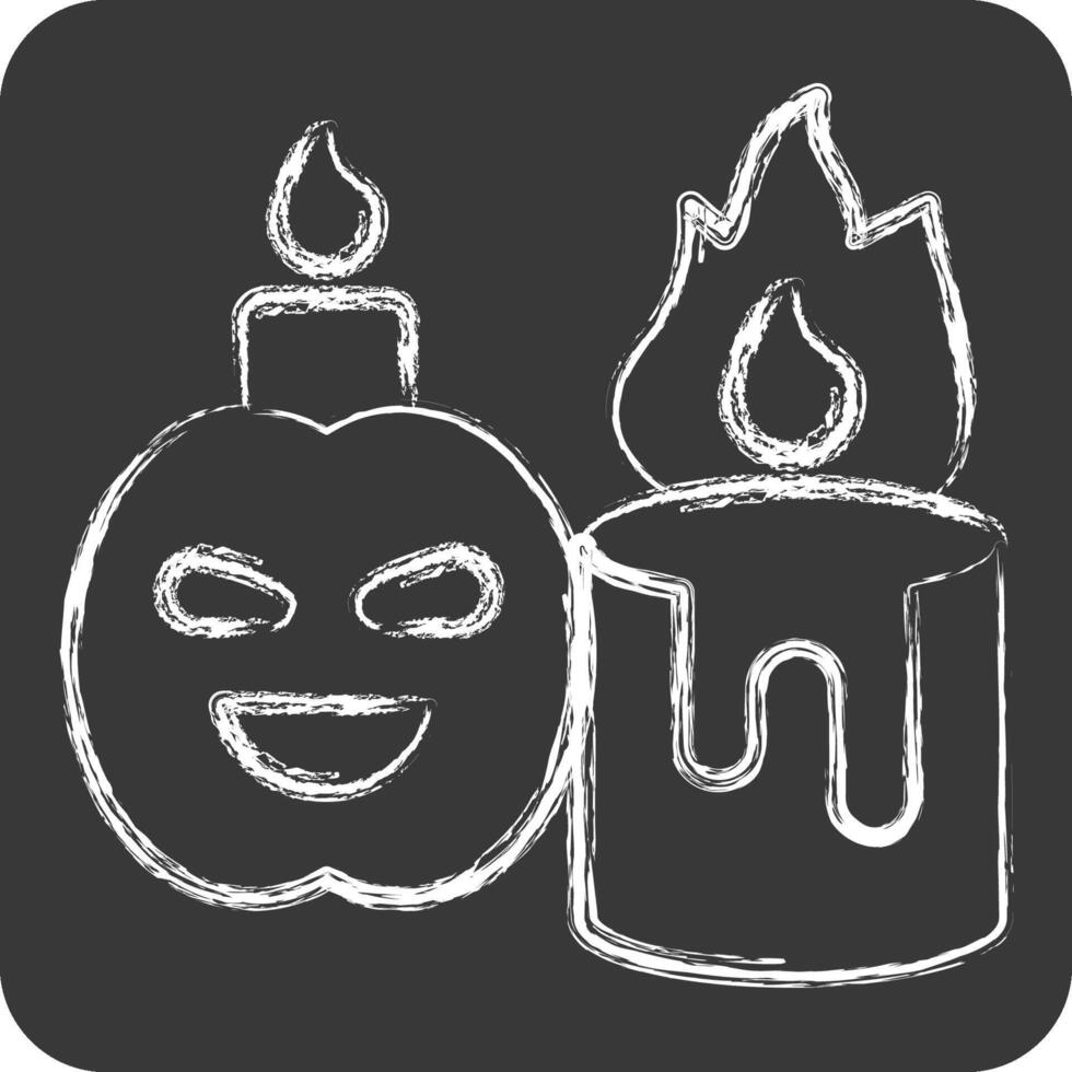 Icon Candle. related to Halloween symbol. chalk Style. simple design illustration vector