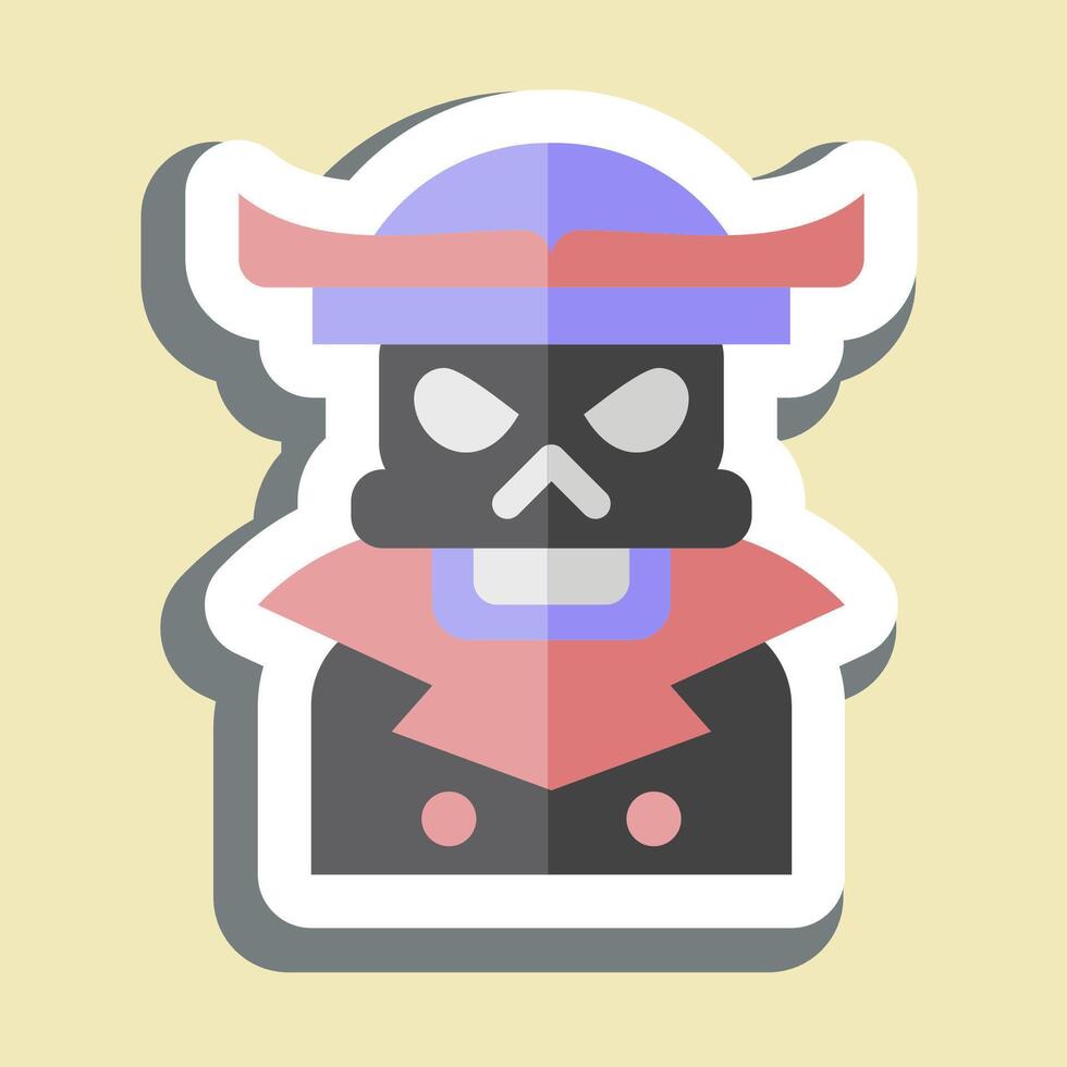 Sticker Pirate Skeleton. related to Halloween symbol. simple design illustration vector