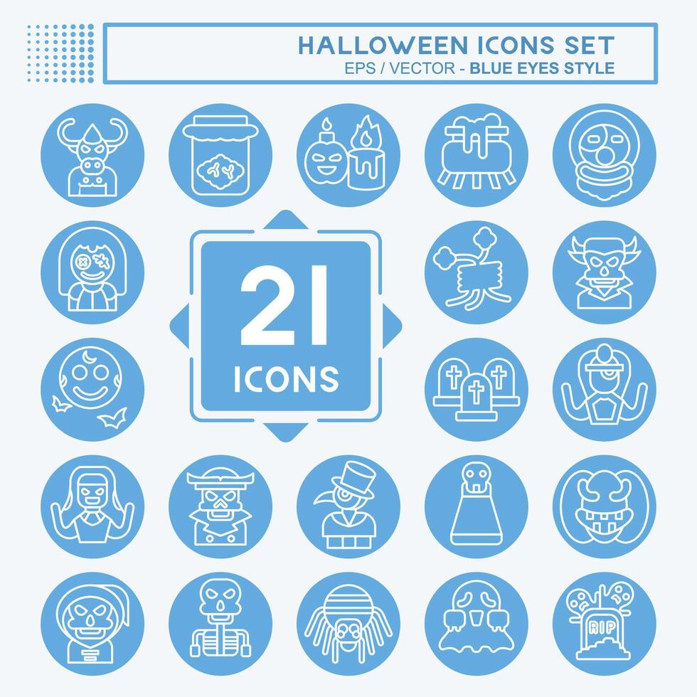 Icon Set Halloween. related to Festival symbol. blue eyes style. simple design illustration vector