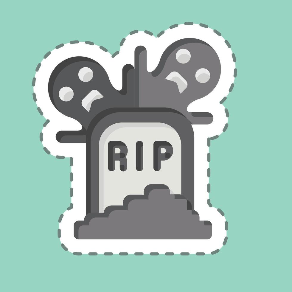 Sticker line cut Tomb. related to Halloween symbol. simple design illustration vector