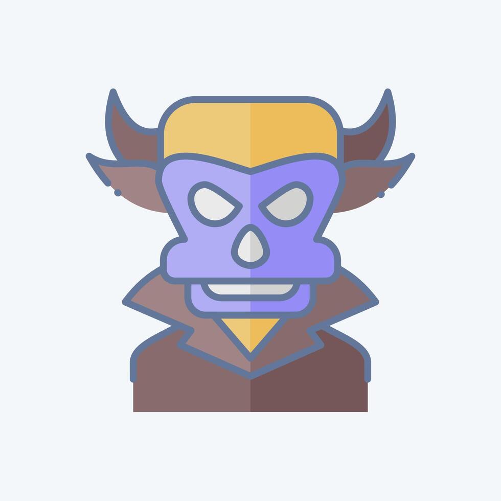 Icon Evil. related to Halloween symbol. doodle style. simple design illustration vector