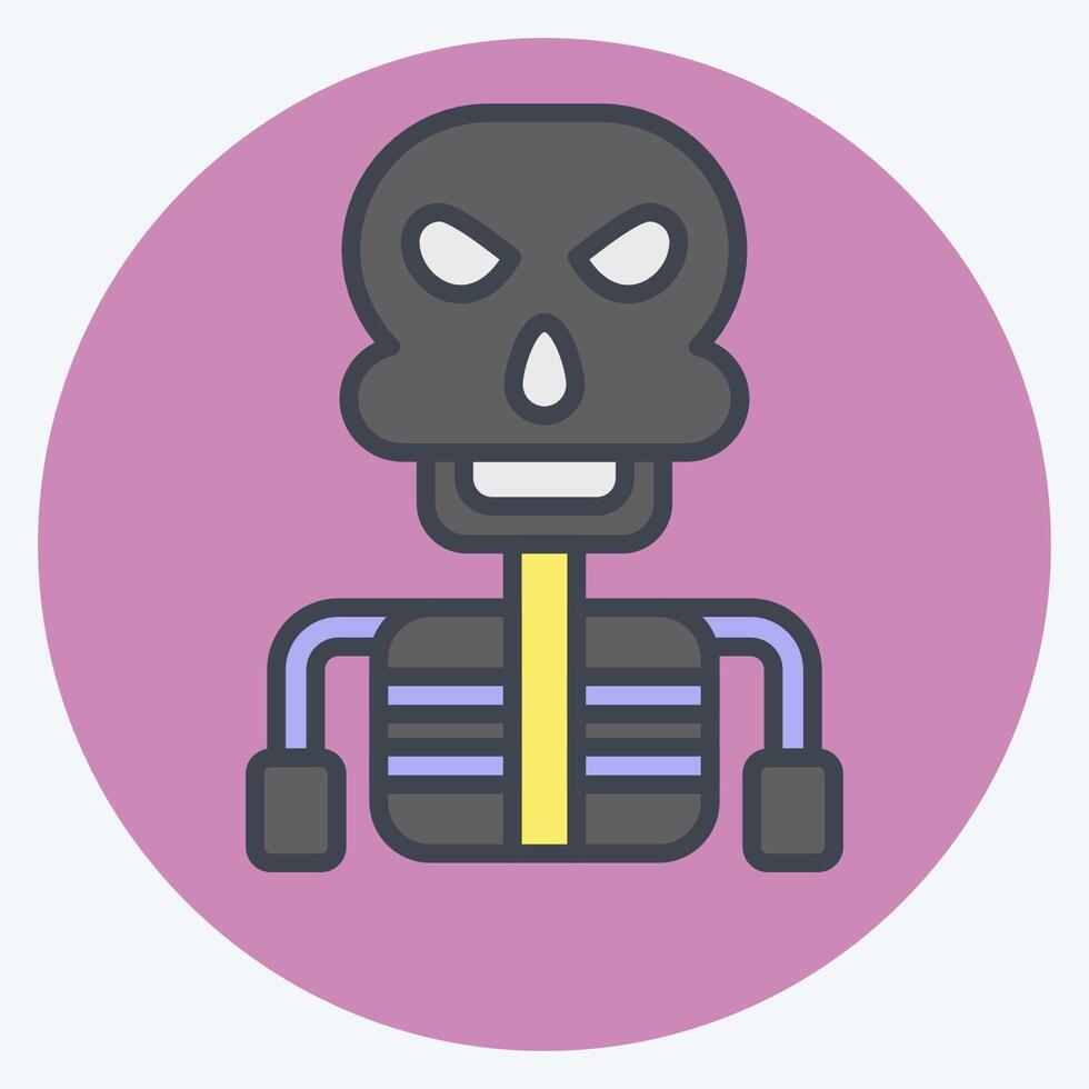 Icon Skeleton. related to Halloween symbol. color mate style. simple design illustration vector