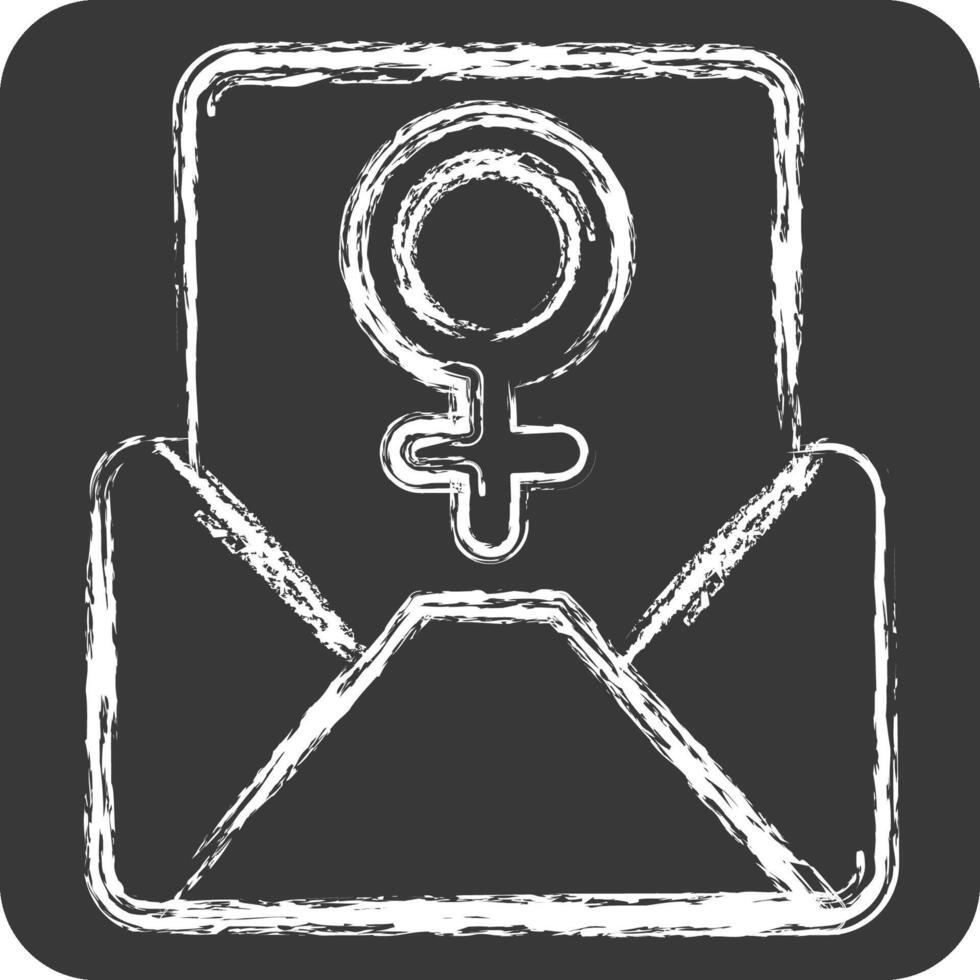 Icon Mail. related to Woman Day symbol. chalk Style. simple design illustration vector