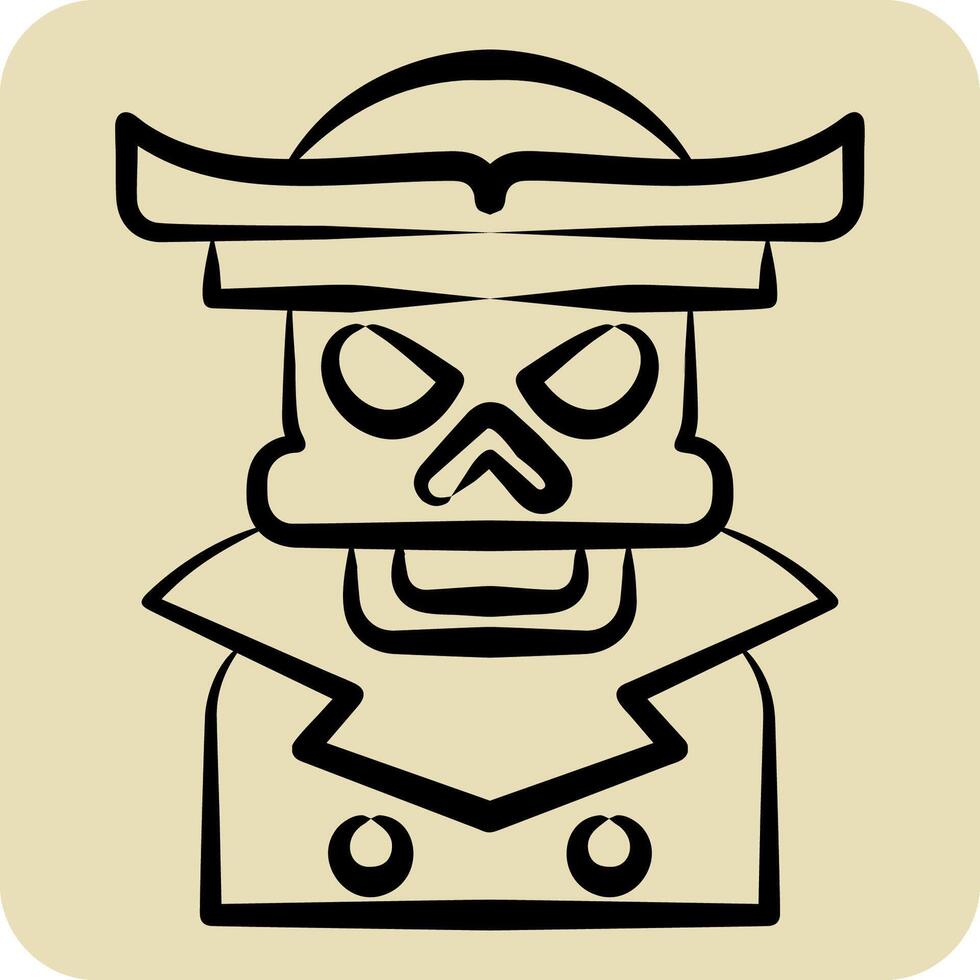 Icon Pirate Skeleton. related to Halloween symbol. hand drawn style. simple design illustration vector