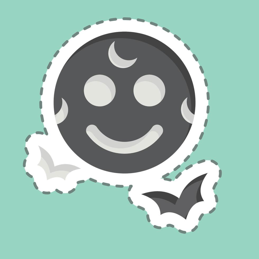 Sticker line cut Full Moon. related to Halloween symbol. simple design illustration vector