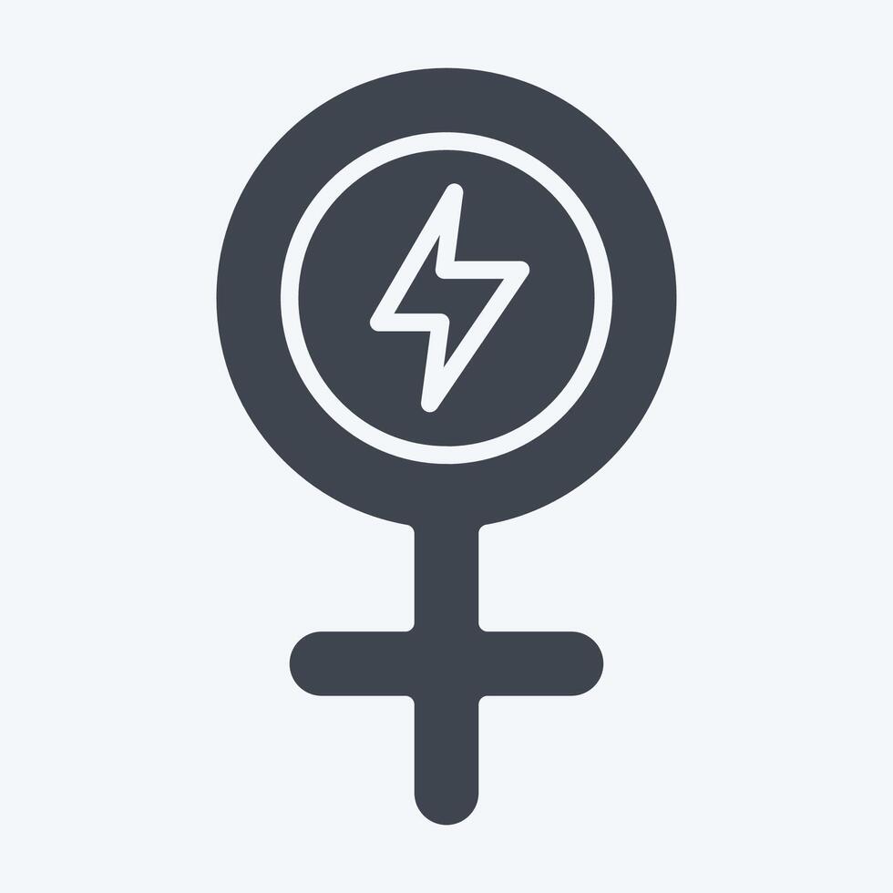 Icon Girl Power. related to Woman Day symbol. glyph style. simple design illustration vector