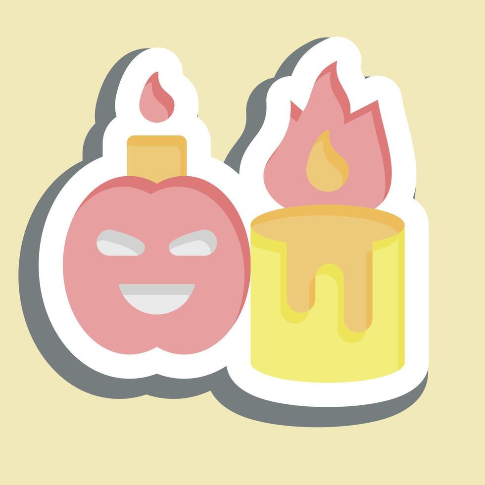 Sticker Candle. related to Halloween symbol. simple design illustration vector