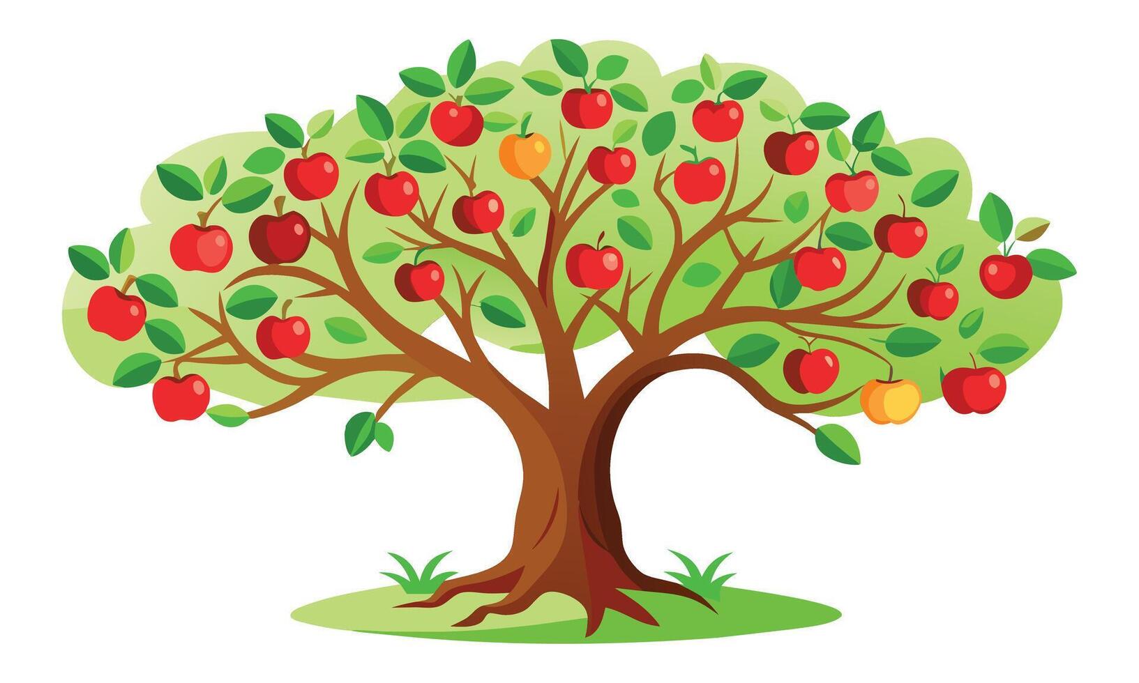 Apple tree outline isolated flat illustration on white background. vector