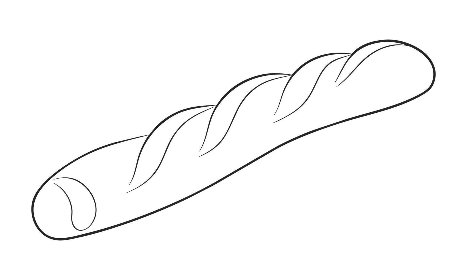 French baguette bread one line continuous drawing art on white background vector