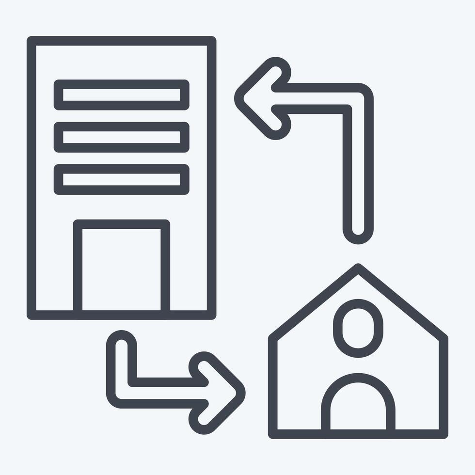 Icon Connection Office. related to Remote Working symbol. line style. simple design illustration vector