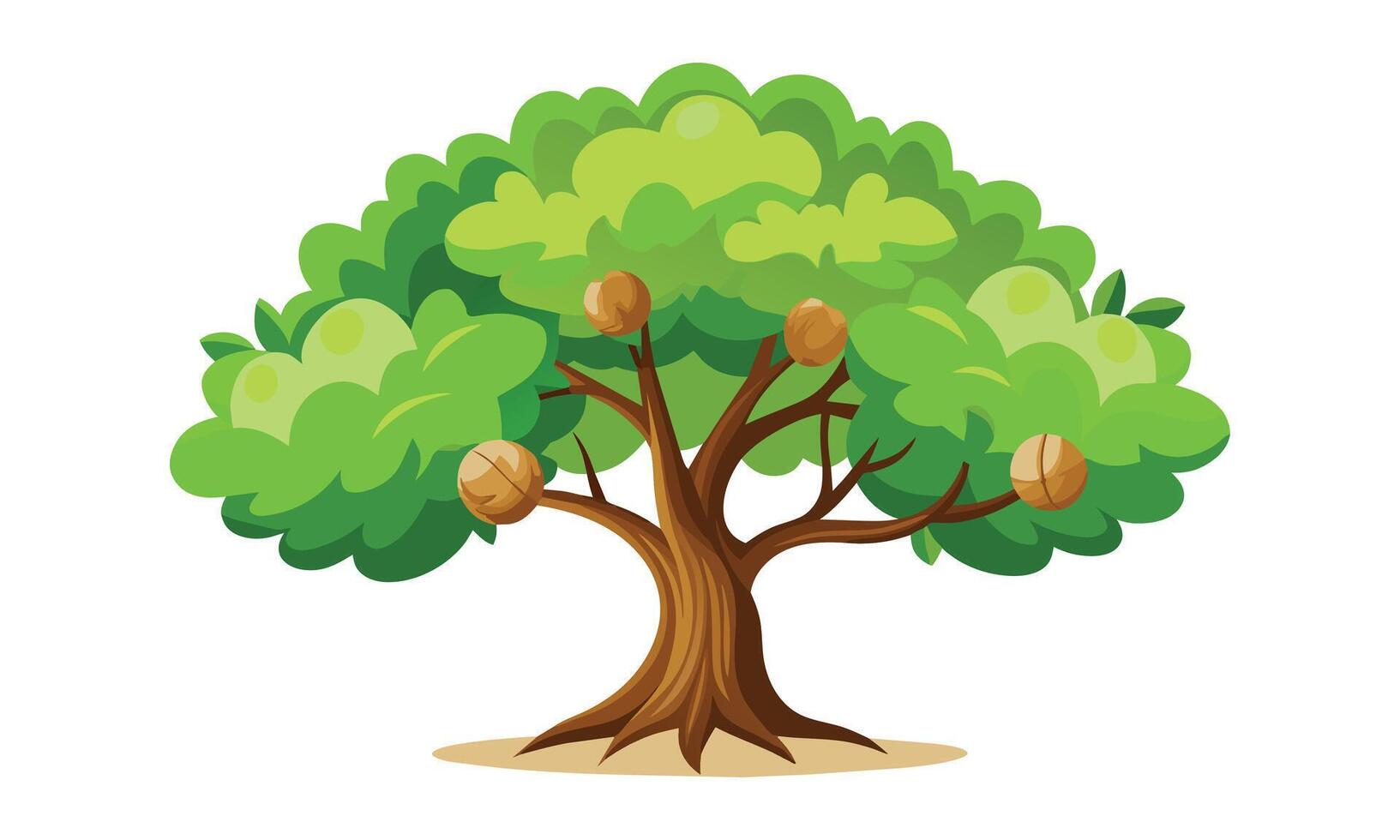 nuez árbol aislado plano ilustración en blanco antecedentes vector