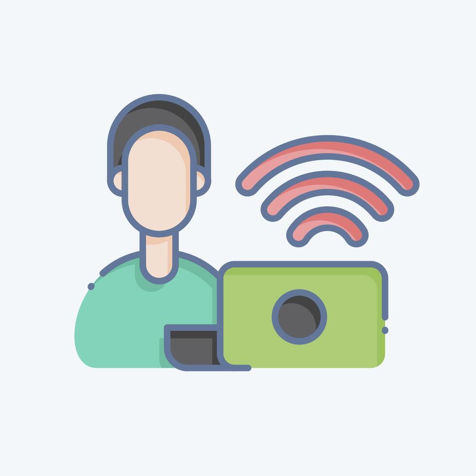 Icon Remote Working Office. related to Remote Working symbol. doodle style. simple design illustration vector