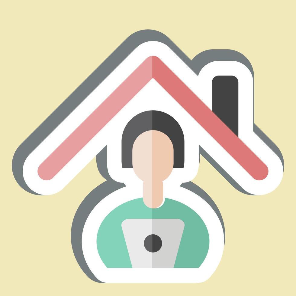 Sticker Distance Learning. related to Remote Working symbol. simple design illustration vector