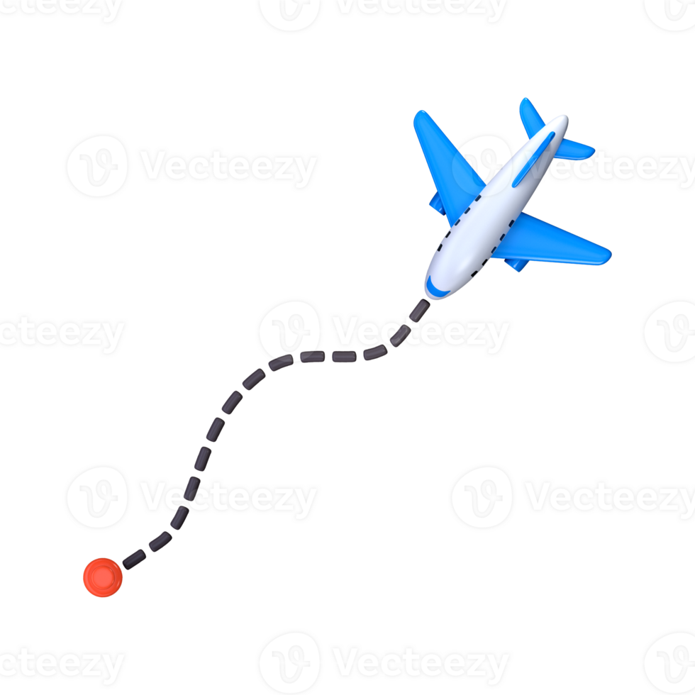 3d ícone do a aeronave trajetória rota. viagem ícone, avião voar rota png