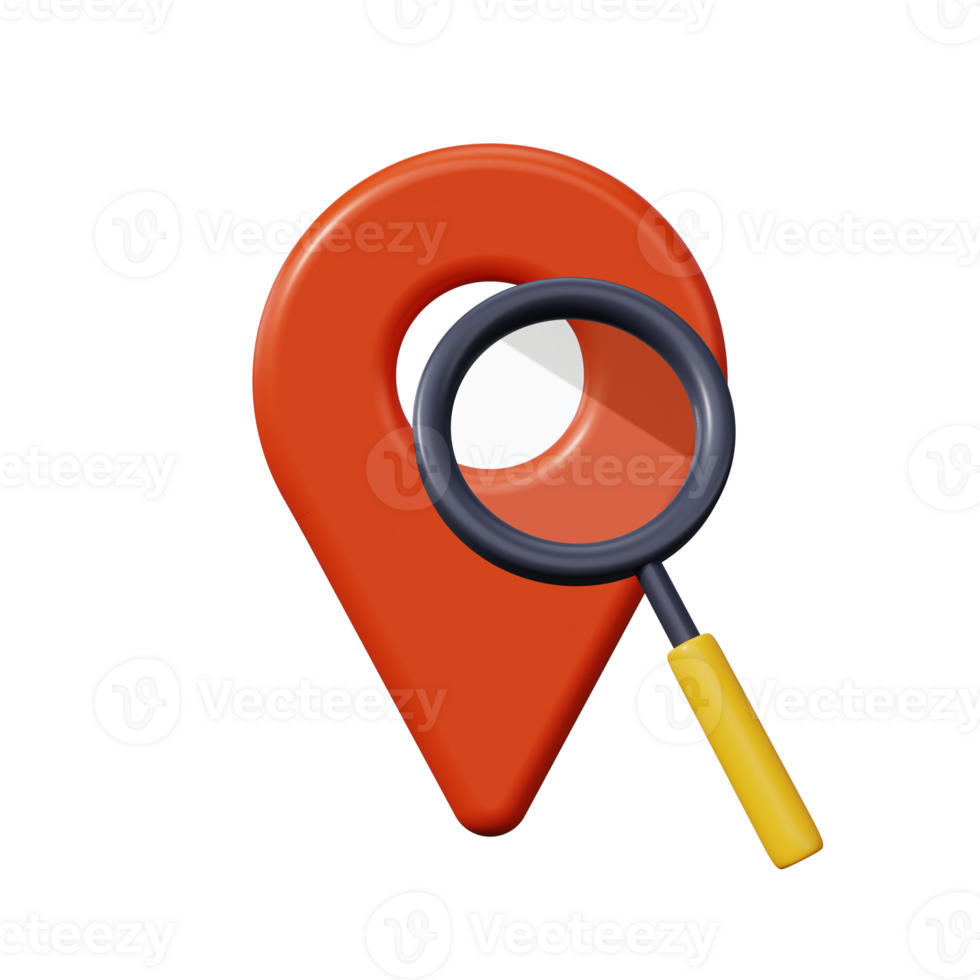 Location tracking, track map. Location search icon. 3d render png