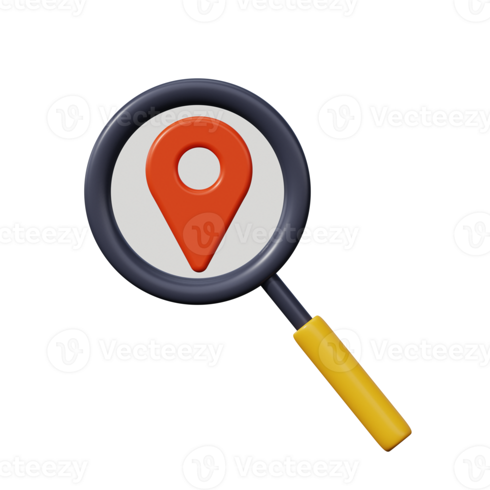 Location tracking, track map. Location search icon. 3d render png