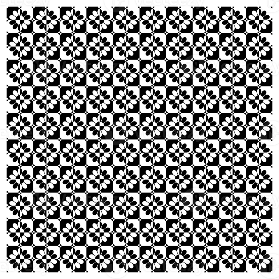 Retro Black and White Monochrome Daisy Flowers Sixties Pattern png