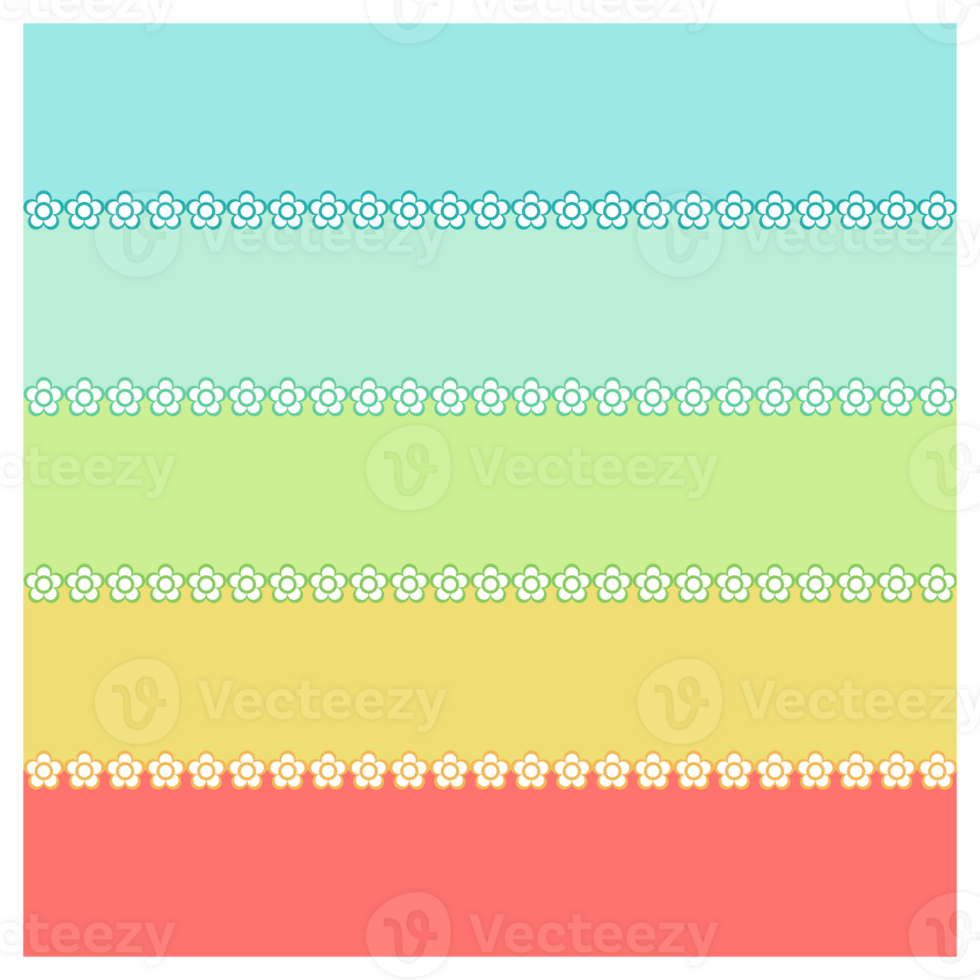 Cute Colorful Horizontal Bands And Daisy Flowers Pattern png