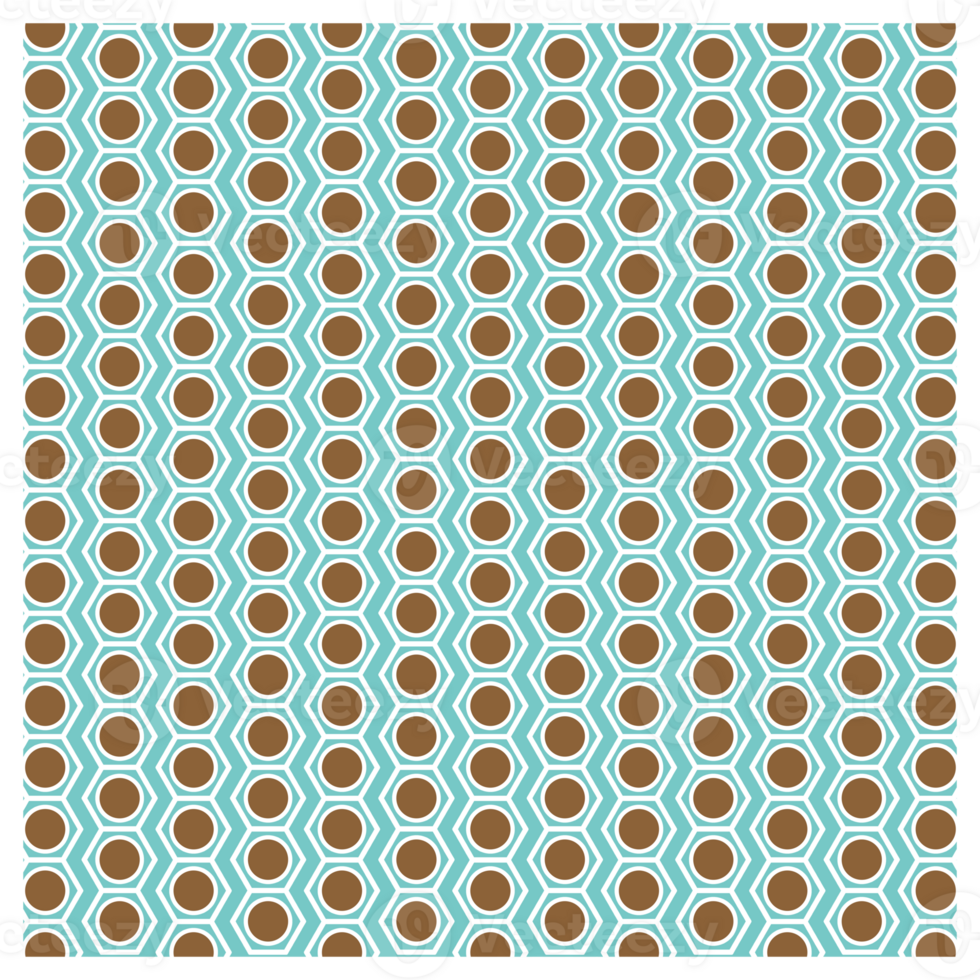 Retro 1970s Style Blue And Brown Hexagons And Circles Vintage Seventies Geometric Background Pattern png