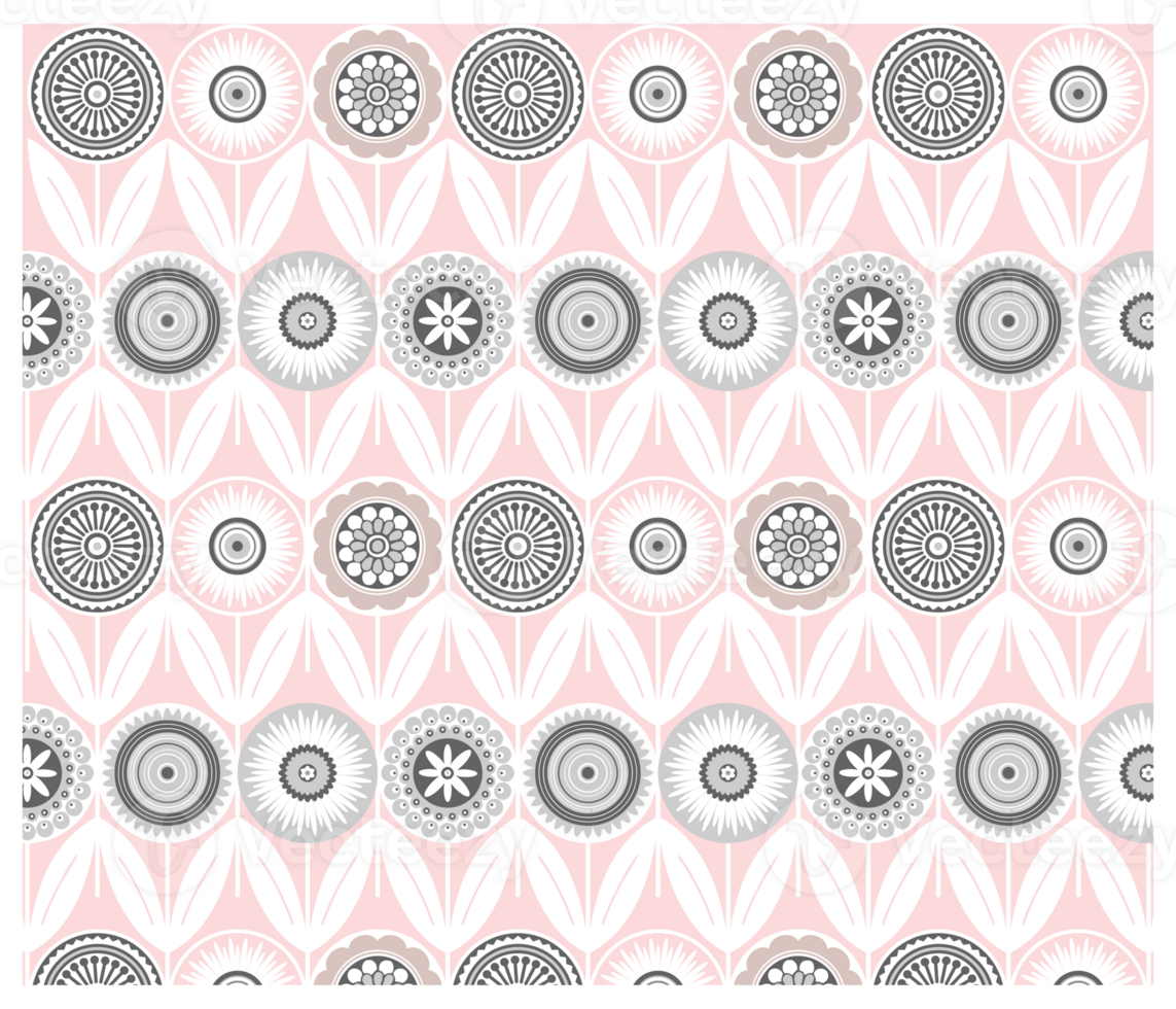 Retro Modern Mid Century Gray And Pink Seventies Style Flowers Background Pattern png