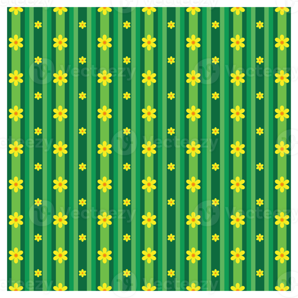 Green And Yellow Stripes And Flowers Bright Summer Pattern png