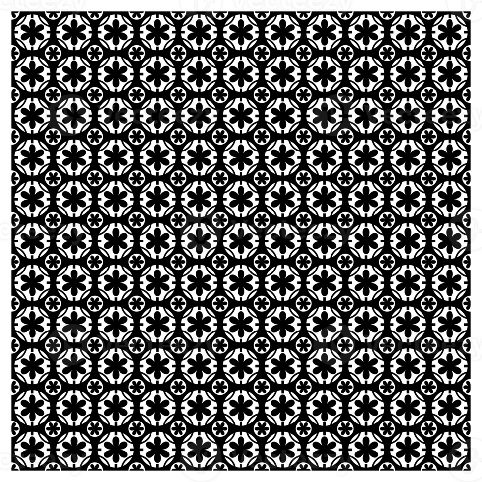 Black And White Retro Daisy Flowers Pattern png