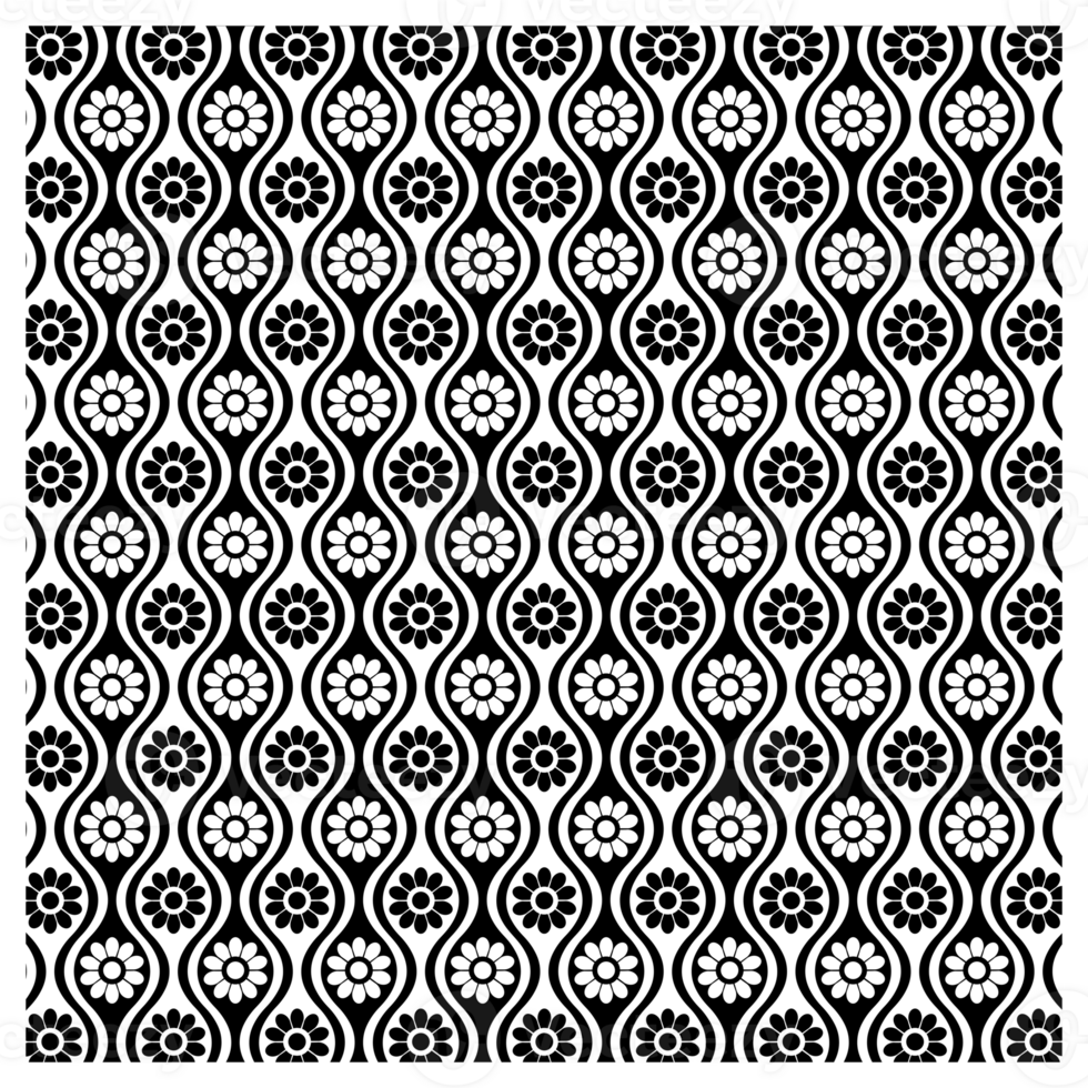 Retro Black and White Daisy Flowers Sixties Style Background Pattern png